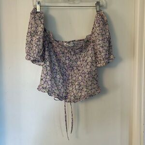 Elodie crop top floral ruching
